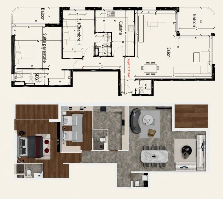 3rd floor apartment 12