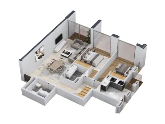 2 Rooms 86m² - 102m²