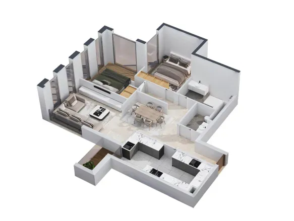2 Rooms 86m² - 94m²