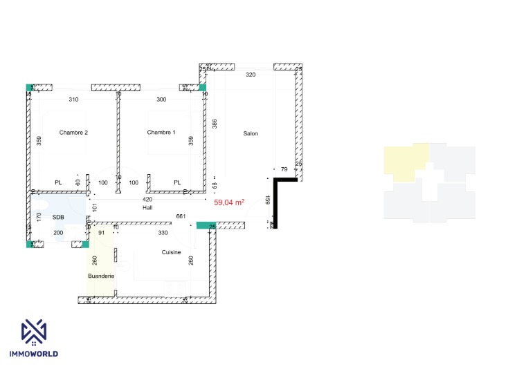 Appartement 59 m²