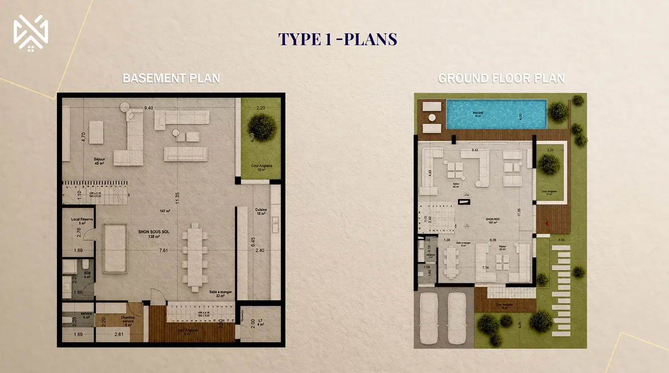 BASEMENT PLAN - GROUND FLOOR PLAN