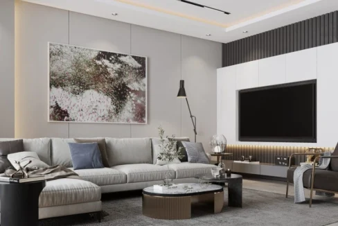 غرفة معيشة بتشطيبات عالية الجودة في LA ROCHE، شقق للبيع