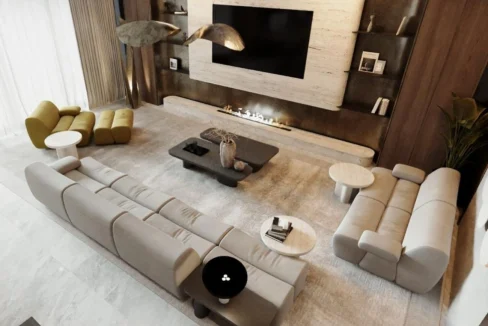 Elegant penthouse interior with modern design and sea view in Tangier