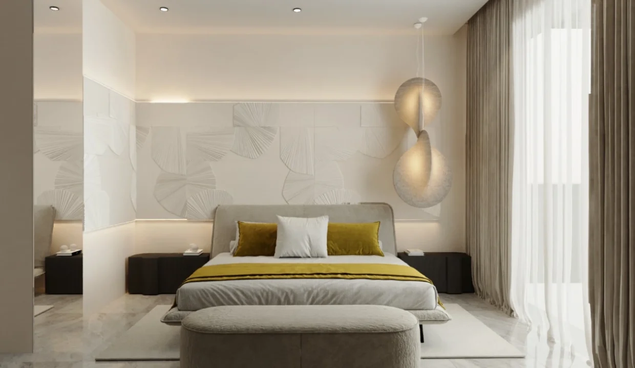 Spacious luxury penthouse living room with panoramic ocean view